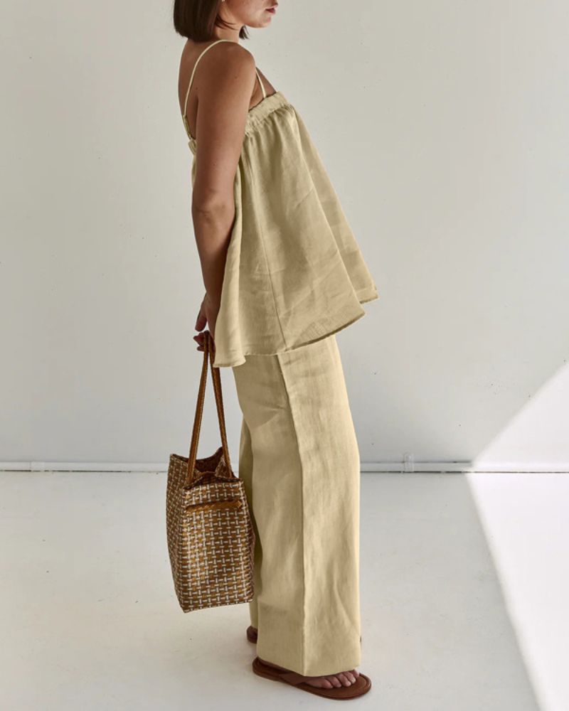 Puff Cami & Wide-Leg Pants Set