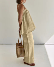 Puff Cami & Wide-Leg Pants Set