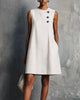 Linen Round Neck Buttons Mini Dress