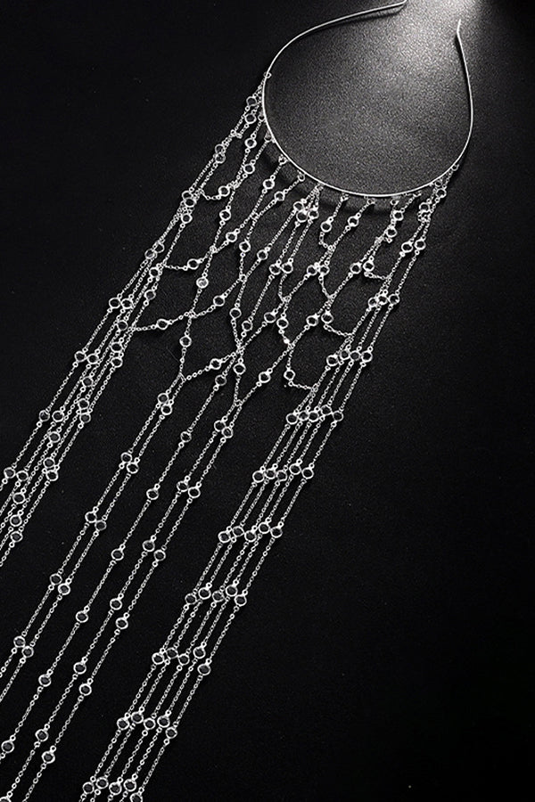 Rhinestone Tassel Headband Tiara for Women