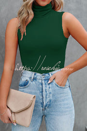 Seamless Turtleneck Tank Top – Regular Fit Casual Sleeveless
