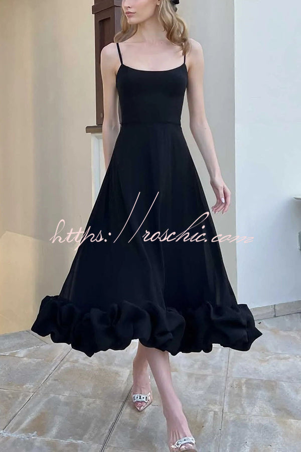 Flounce Bustier Midi Dress for Parties & Banquets