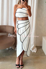Spaghetti Strap Crop Top & Asymmetrical Midi Skirt Set