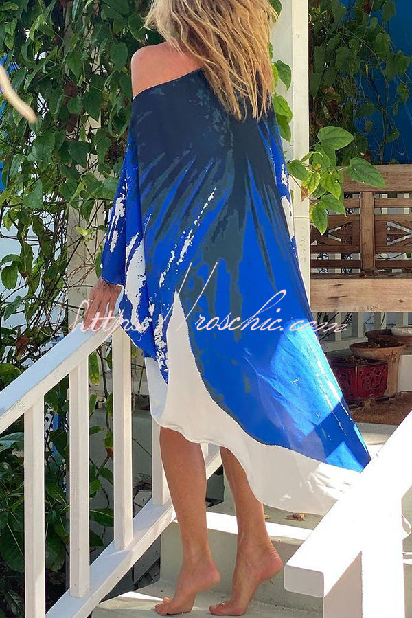 Floral Printed One Shoulder Maxi Dress – Loose Fit