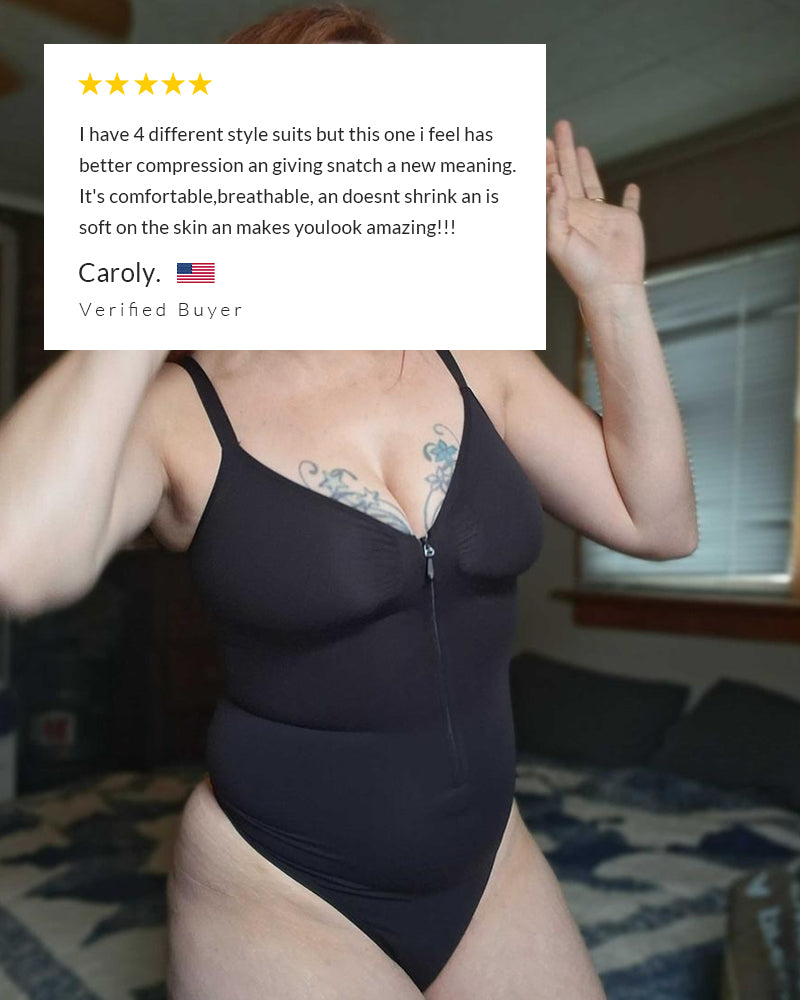 Seamless Heart-Neck Thong Bodysuit with Built-In Shaping