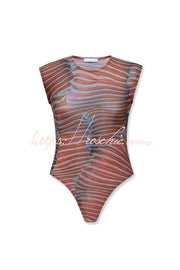Mesh Print Bodysuit & High-Rise Maxi Skirt Set | Vacation