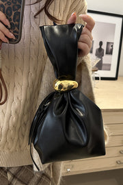 Retro Pleated Bucket Bag with Zipper Closure