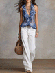 Boho Striped Ruffle Top and White Pants Set