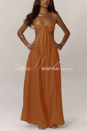 Women's Wide-Leg Jumpsuit – Square Neck Sleeveless Loose Fit