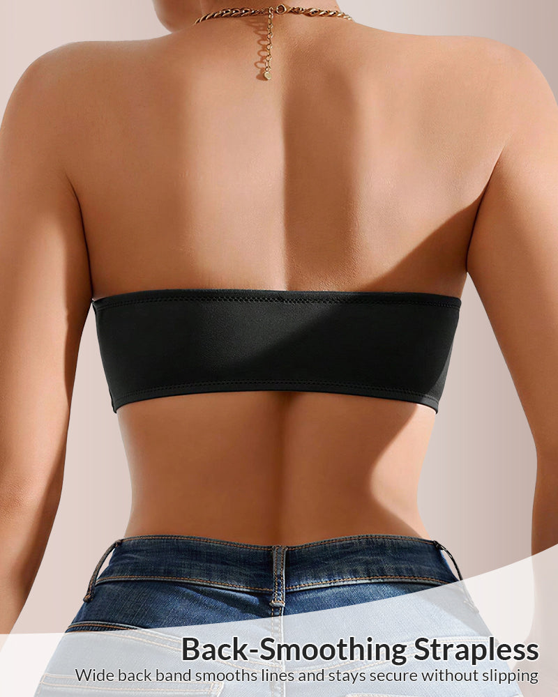 Seamless Strapless Bra with Front Closure - Wire-Free Bandeau