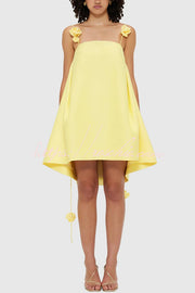 3D Rose Drape Strap A-Line Mini Dress