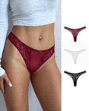Sheer Mesh and Lace Thong Panty for Women