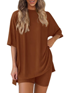 Duniii Oversized Tee & Biker Shorts Lounge Set