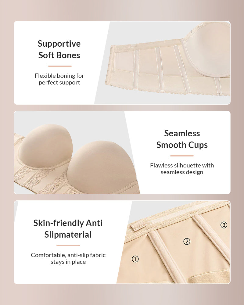 Low Back Strapless Bra with Removable Straps