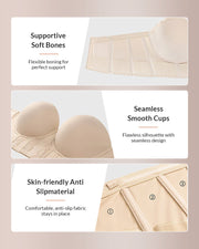 Low Back Strapless Bra with Removable Straps