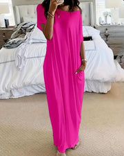 Solid Batwing Sleeve Lounge Dress