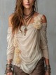 Bohemian Floral Chiffon Off-Shoulder Blouse | Draped Fit