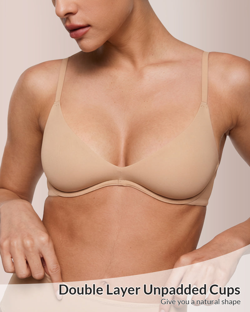 Unlined Underwire Demi Balconette Bra – Deep Plunge Support