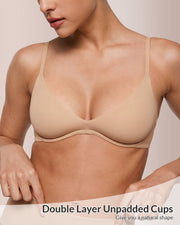 Unlined Underwire Demi Balconette Bra – Deep Plunge Support