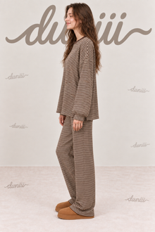 Duniii Striped Cotton Long Sleeve Lounge Set