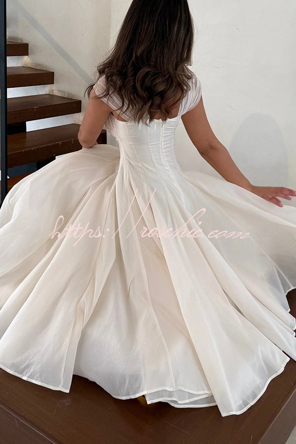 Sleeveless Square-Neck Tulle Maxi Dress for Parties
