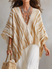 Textured Knit Poncho & Maxi Skirt Two-Piece Set