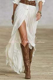Robe longue à revers | Robe de vacances style chemise à manches longues