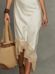 Cream Satin Slip Dress – Bias-Cut Sleeveless Midi