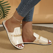 Chain Accent Flat Beach Sandals for Vacation