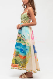 Printed Spaghetti Strap Pleated Maxi Dress – Vacation Style