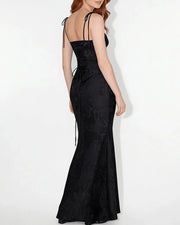 Lace Mermaid Tie-Strap Backless Maxi Dress