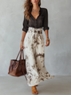 Tie-Dye Wide-Leg Skirt Set with Button-Down Shirt