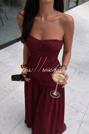 Floral Chiffon Strapless Maxi Dress – Off Shoulder Party Gown