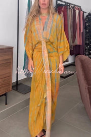 Printed V-Neck High-Waisted Maxi Dress – Loose Fit