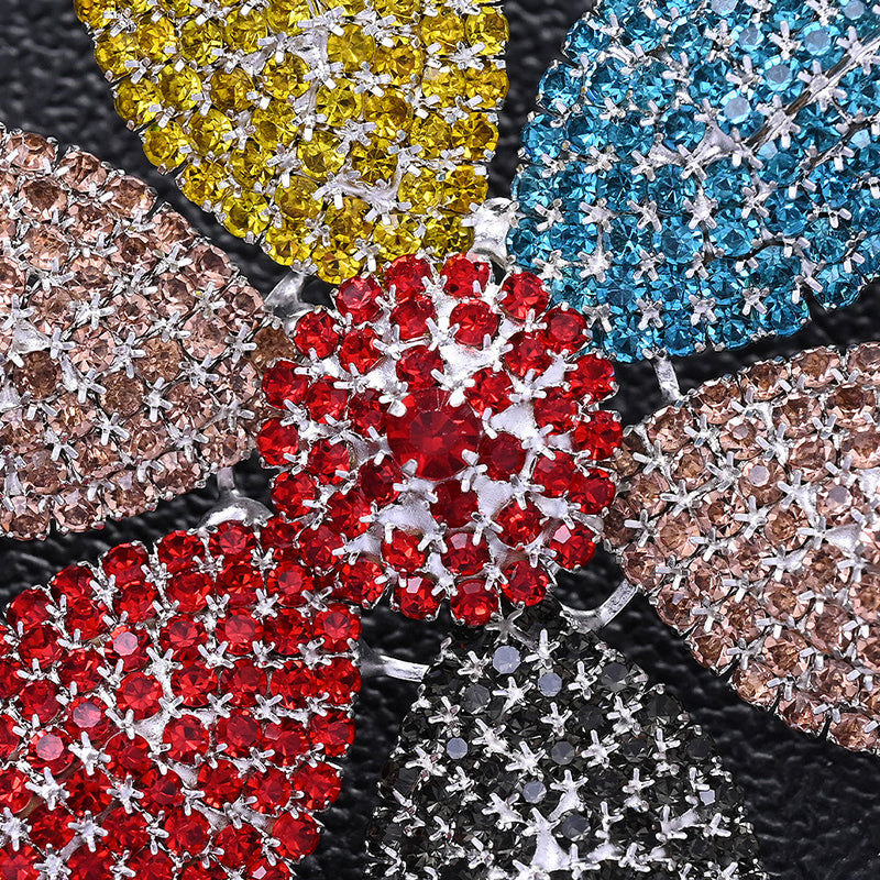 Rhinestone Flower Stud Earrings – Colorful Crystal