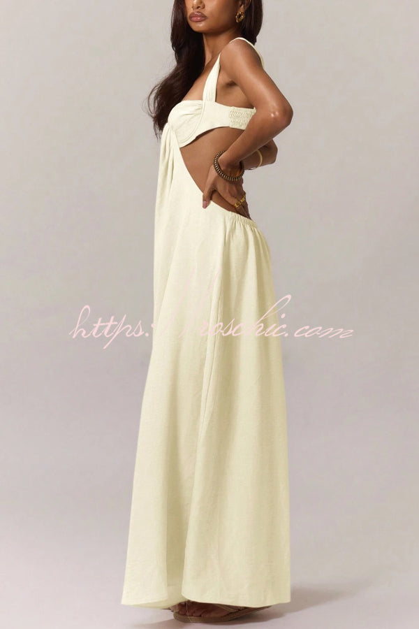Women's Wide-Leg Jumpsuit – Square Neck Sleeveless Loose Fit
