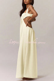 Women's Wide-Leg Jumpsuit – Square Neck Sleeveless Loose Fit