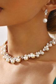Pearl & Crystal Baroque Necklace and Earrings Jewelry Set