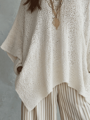 Neutral Bohemian Pullover Knit Sweater Top