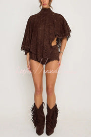 Lace Openwork Batwing Top & Slim Shorts Set – Vacation
