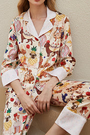 Dog Print Long Sleeve Two-Piece Lounge Set