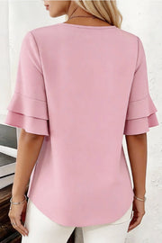 Loose Fit Solid Color Short Sleeve Casual Top