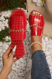 Chain Accent Flat Beach Sandals for Vacation