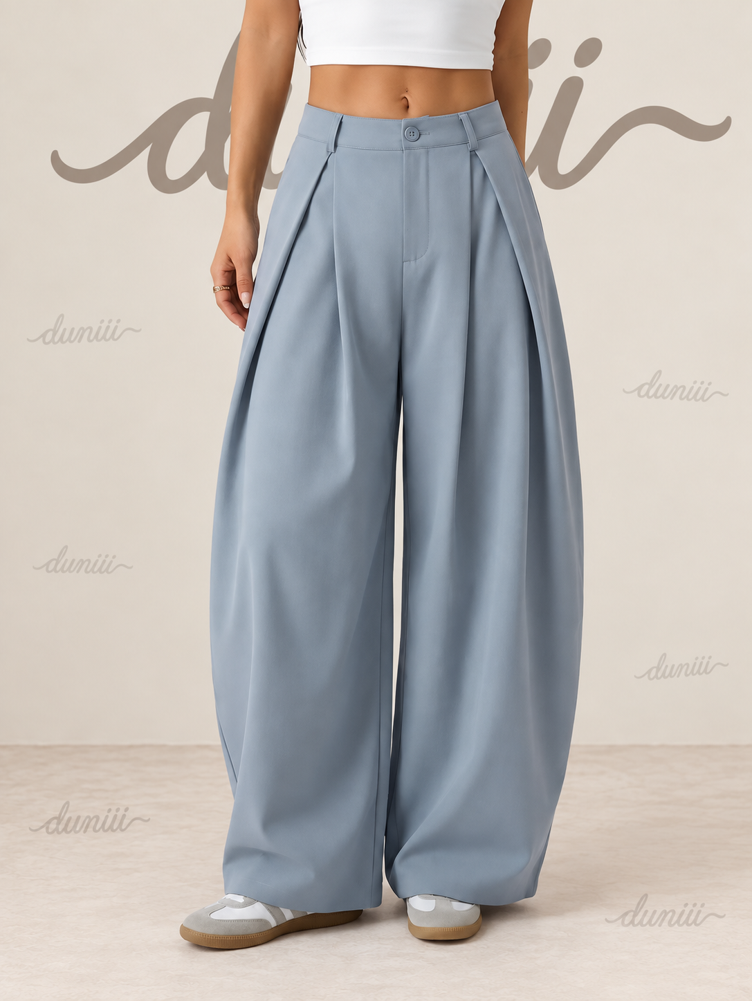 Duniii Pleated Barrel-Leg Pants
