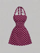 Wine red base with white dots