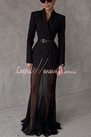 Mesh High Rise Fishtail Maxi Skirt – Elastic Waist