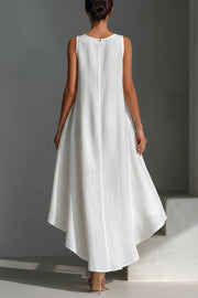 Linen Blend Sleeveless Maxi Dress – Casual Loose Fit