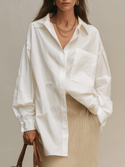 Bohemian White Shirt & Ribbed Midi Skirt Set