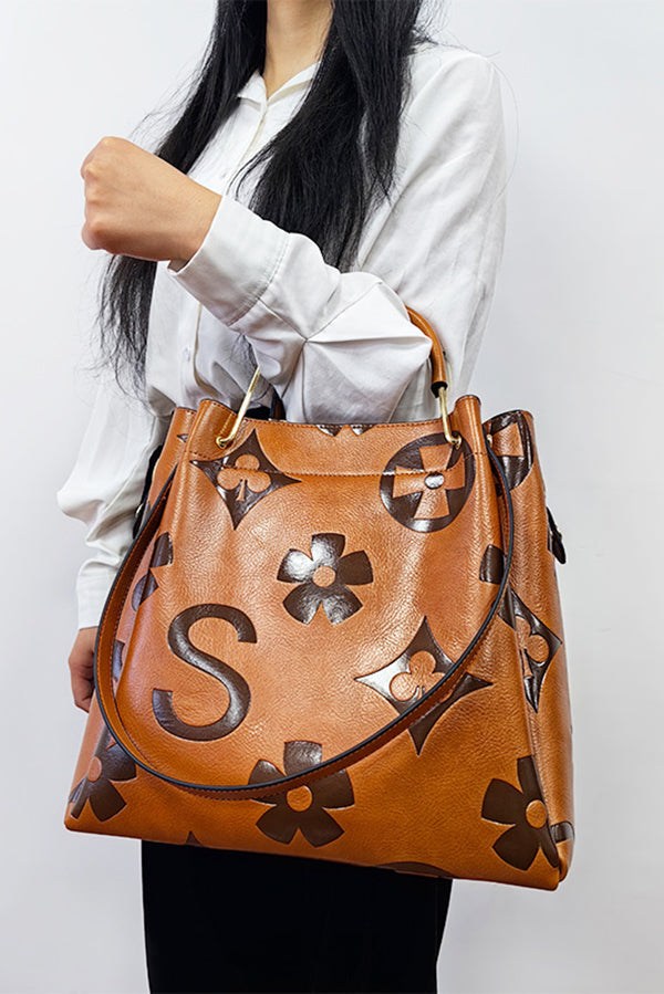 Large Capacity Embossed Shoulder Bag for Everyday Use