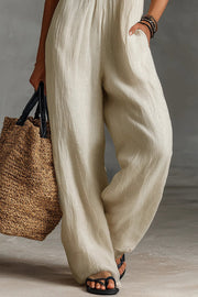 Linen Blend Sleeveless V-Neck Loose Jumpsuit with Pockets